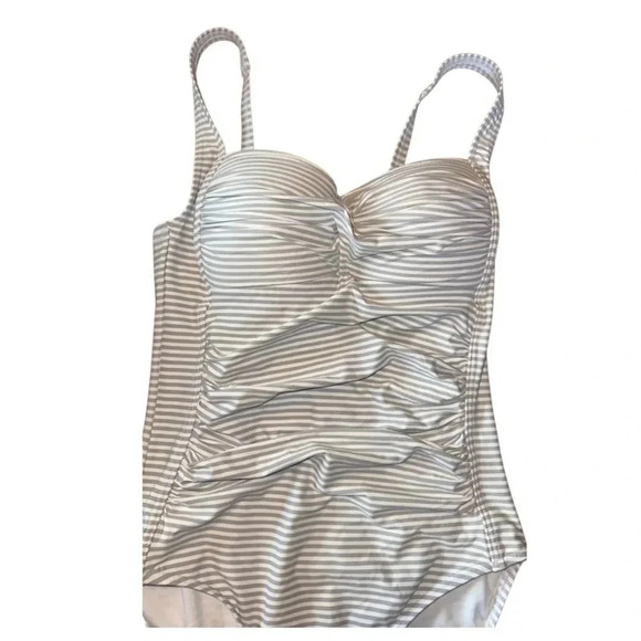 Niptuck Swim Sorrento Stripe Joanne One Piece Swimsuit Gray/White Size 4 - Picture 7 of 11